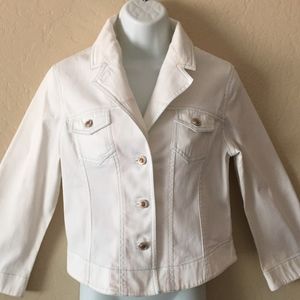 Anthropology LOUIE White Denim Cropped Jacket